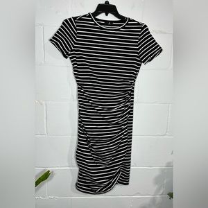 & Black and White Knit Stripe Dress size Medium